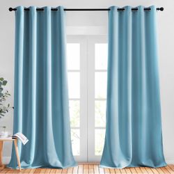 Blackout Curtains Teal Blue, 45"x96"