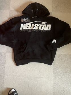 Hellstar black and white rhinestone hoodie