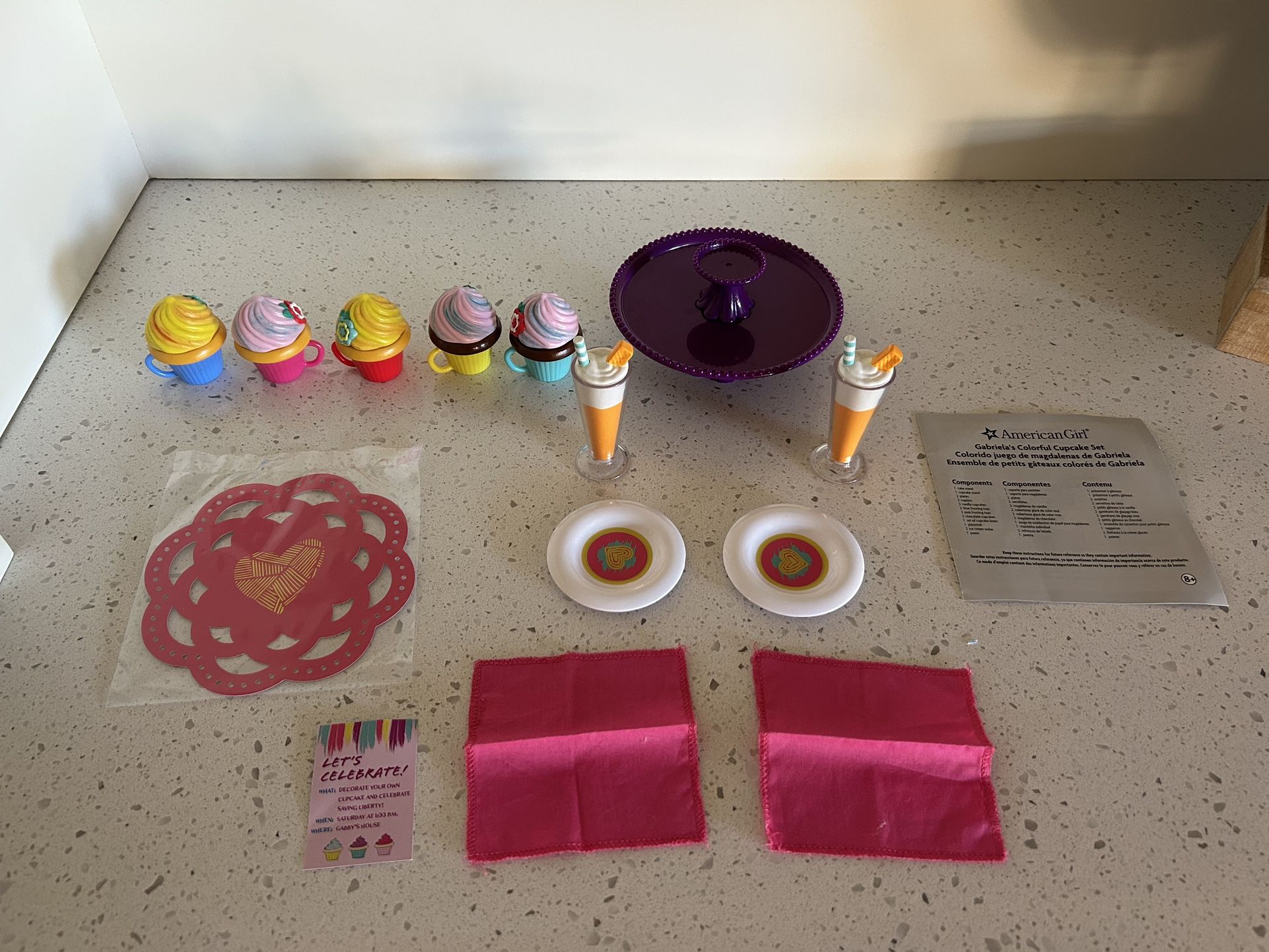 American Girl Doll Gabriela’s Colorful Cupcake Set Complete