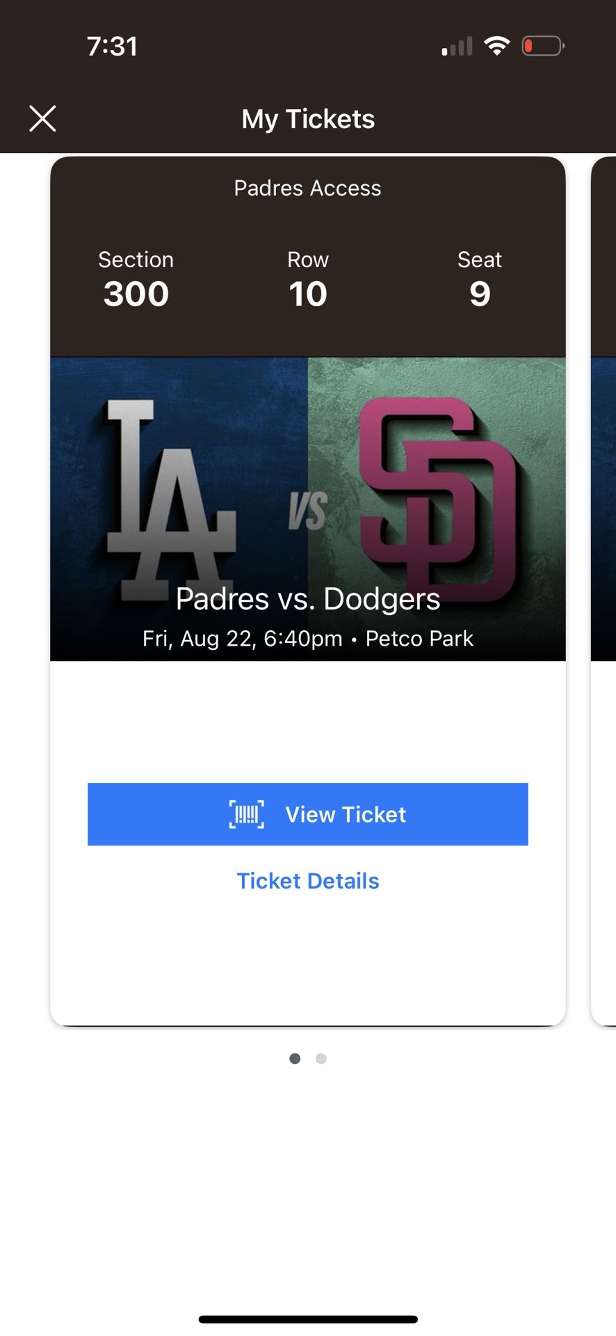 Padres vs Dodgers - Friday August 22nd