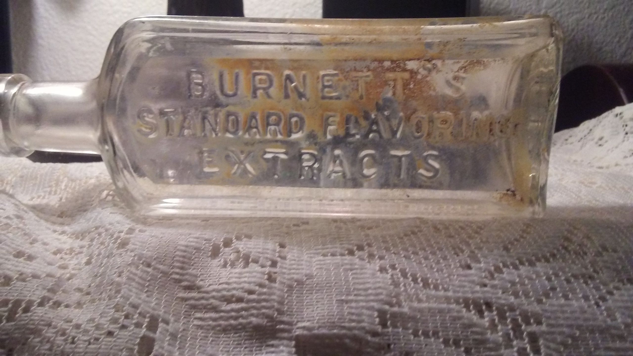 Antique Burnetts Standard Flavoring Bottle 1920's