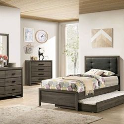 Brand New Charcoal Grey 8pc Full Size Bedroom Set 
