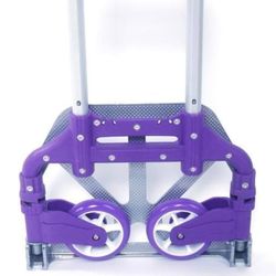 Aluminium Portable Folding Collapsible Push Truck,Hand Trolley Luggage Hand Cart and Dolly 165.35 lbs (75kg) for Home, Auto, Office,Travel Use (Purple