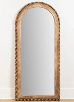 Natural Wood Beaded Arch Leaner Mirror