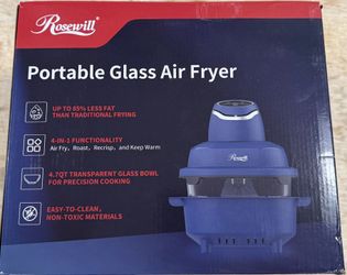 Rosewill 4-in-1 Portable Glass Air Fryer 4.7QT, Navy Blue - AA08-013