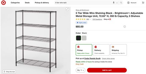 5 Tier Wire Shelving