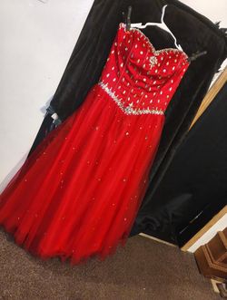 Red Strapless Beaded Tulle Ball Gown size 22w