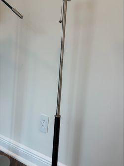 1 Floor Lamp Brown Leather and Silver