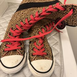 Converse Girls, Leopard Print High TopsSize 13