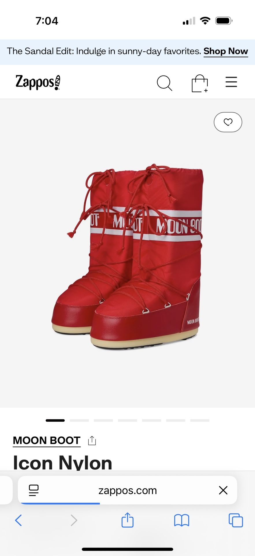Moon Boot Nylon Red NIB 35/38