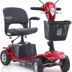 4-Wheel Folding Mobility Scooter for Adults & Seniors - 265LBS Capacity, Heavy Duty Electric Powered Mobility Scooter with 12 Mile Long Range & 9° Cli