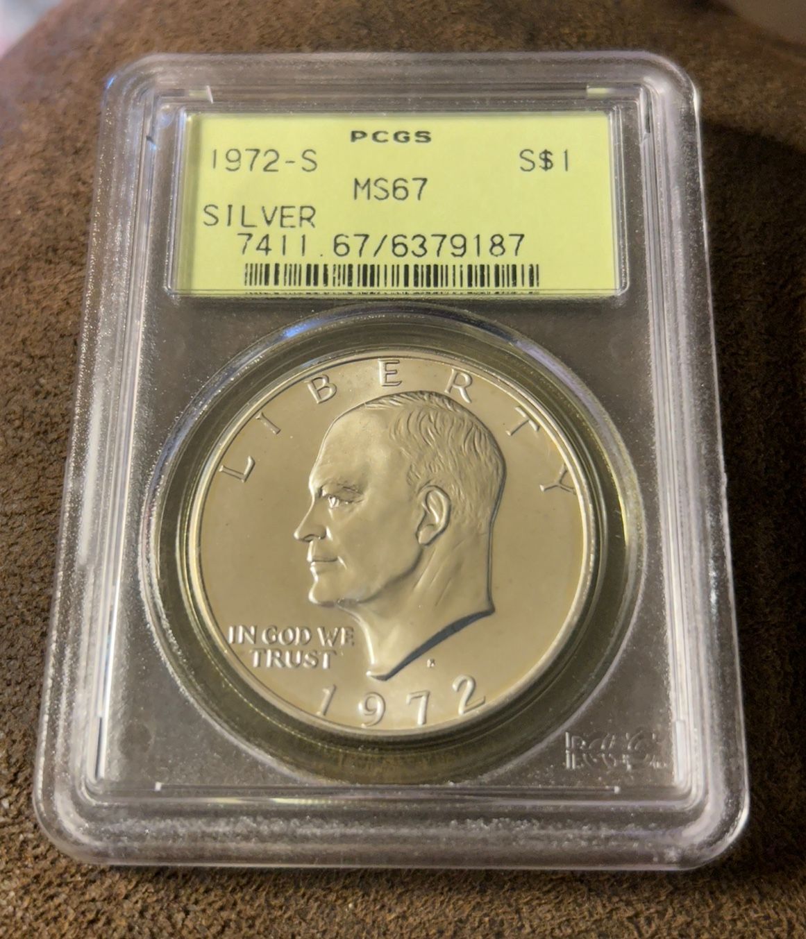1972 S Ike Dollar Silver Pcgs Ms 67