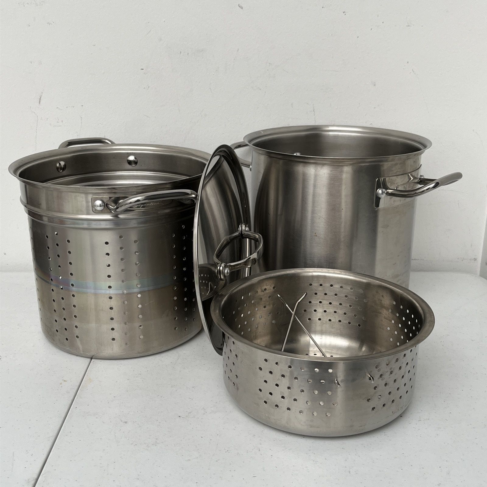 Kirkland Signature 12 Quart Stock Pot With Strainers & Lid Four Piece Set- Italy