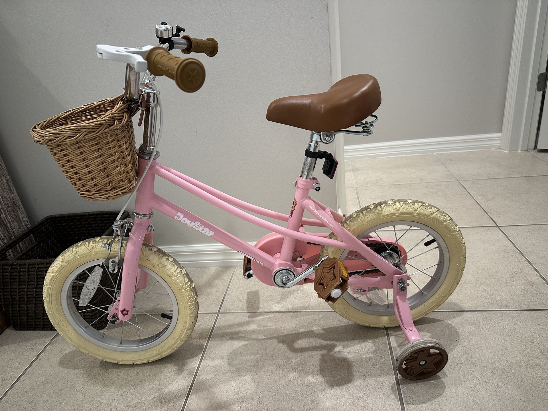 Pink Kids Bike With Training Wheels And Basket!