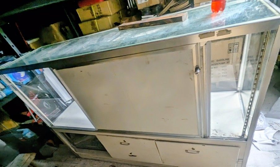 Glass Display Case With Parts Display Case