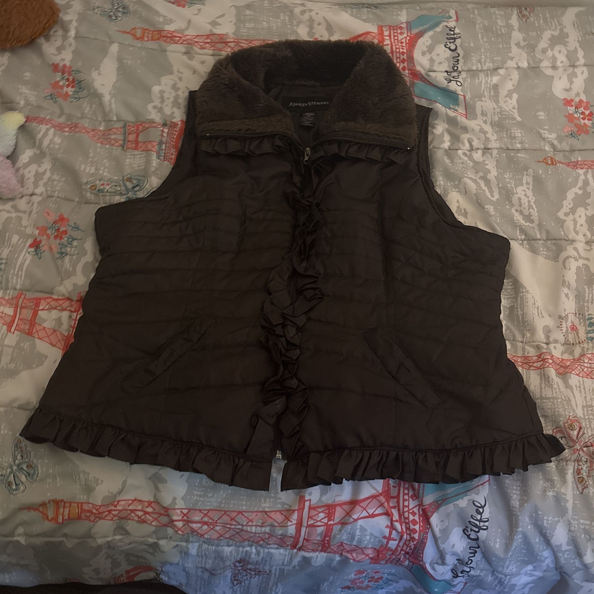 brown vest puffer