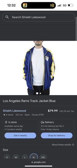 LA Rams Track Jacket Size Large