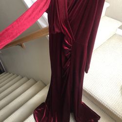 Long Sleeve Wrap Velvet Long Formal Dresses Cocktail Dress