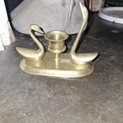Solid Brass Candleholder. Swans
