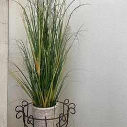 Faux plant + Pot + Planter Stand 