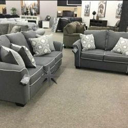 Domani Charcoal Living Room Set(Sofa & Loveseat)by Ashley👉WİTH İNTEREST FREE PAYMENT OPTİONS