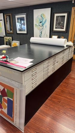 Large Industrial Flat File Cabinet with Custom Work Surface