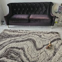 Beautiful Black Couch With Crystal Buttons 
