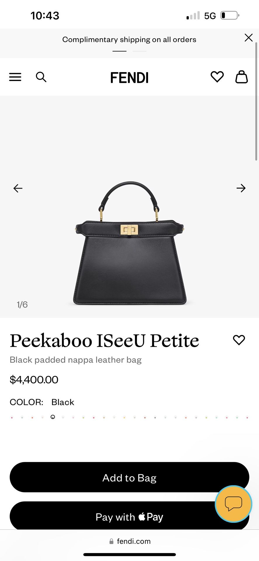 Peekaboo ISeeU Petite Black padded nappa leather bag
