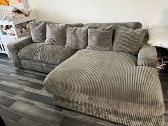 Gray Corduroy Sectional Sofa with Chaise