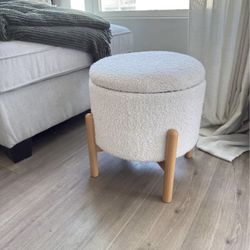 White Sherpa Storage Ottoman