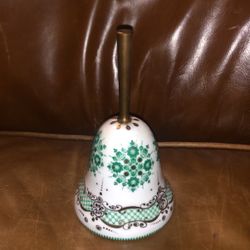 Beautiful design 5 inch porcelain Bell with brass handle