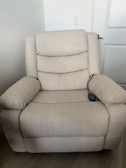 Power Recliner Chair Beige Fabric