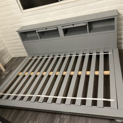 Full Size Platform Bed with Bookcase