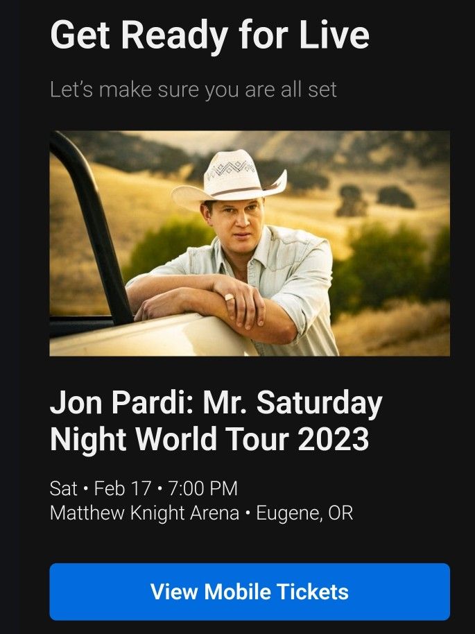 Jon Pardi Eugene Tonight 2/17