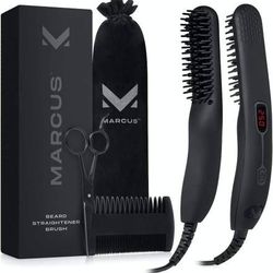 Brand New Heated Hair Beard Straightener Brush Ceramic Adjust Temp