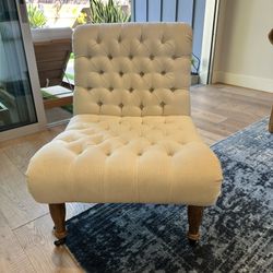 Custom wrapped Potterybarn Chesterfield Armless chair. 