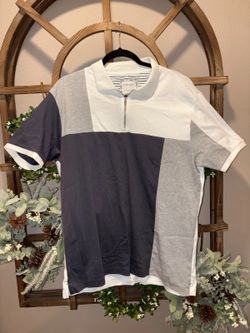 Denim & Flower Ricky Singh Men's Colorblock Quarter Zip Polo Shirt - Size Large