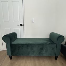 Green Velvet Storage Bench – End of Bed / Entryway Ottoman