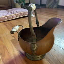 Vintage Brass Helmet Coal Scuttle Pedestal Pot Planter