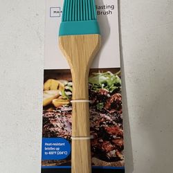 Mainstays Silicone Basting Brush with Bamboo Handle, 8.77 x 1.88 x 0.59 inch, Blue
