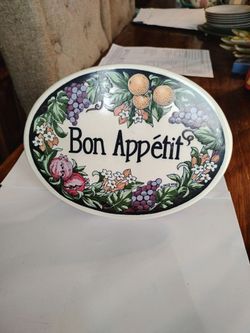 Vintage Santa Barbara design bon appetit sign plaque 1990s