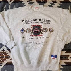 Vintage 90s Nutmeg NBA Portland TRAILBLAZERS  Gray Sweatshirt XL USA embroidered