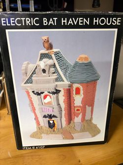 Electric Bat Haven House Halloween Village Figurine