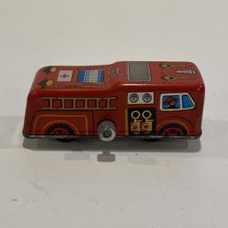 1970’s Vintage Toy Mini Tin Wind Up Fire Truck Working Condition 3” long