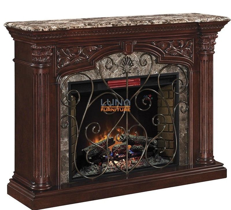 Victoria Brown Marble-Top Fireplace Mantel

