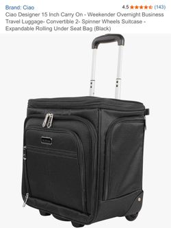 Ciao 15-Inch Rolling Carry-On Luggage Black