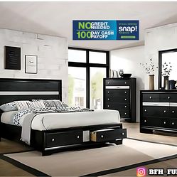4Pcs Queen Size Bedroom Set w. Mattress Included