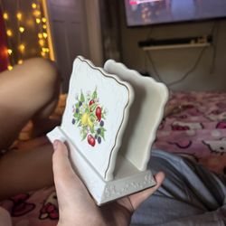 Lenox Orchard Porcelain Napkins Holder Hand Painted