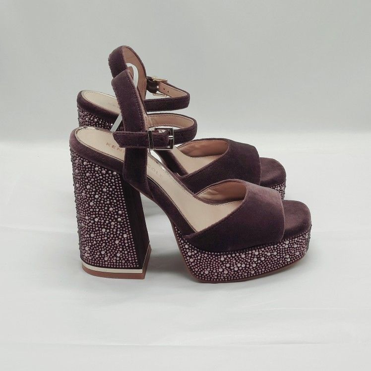 Kenneth Cole NY Shoes Women Size 5.5 Mauve Rhinestone Embellished High Heel