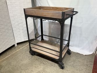 Industrial Rolling Bar Cart w/ Locking Wheels